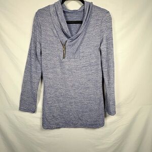 Women's Size M Blue Long Sleeve Sweater with Zipper Detail
